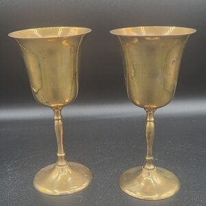 Vintage Brass Goblets With Silverplate Lining
